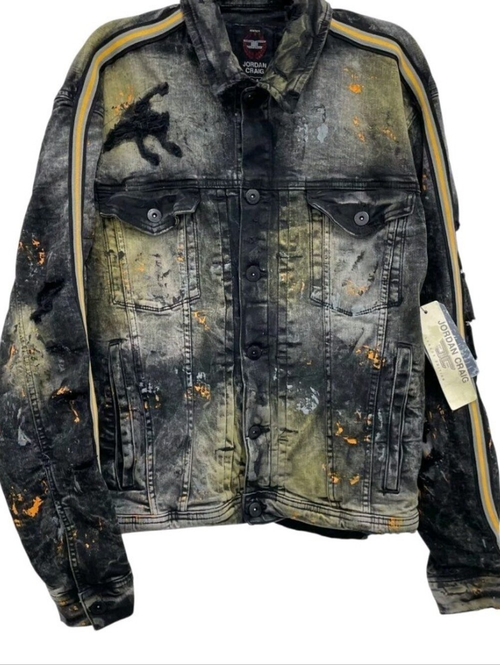 Retail $200 New Mens JORDAN CRAIG Distressed Denim Cotton Trucker Jacket Sz 2X